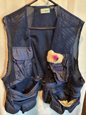 LL Bean Navy Fishing Vest ~ Size XXL